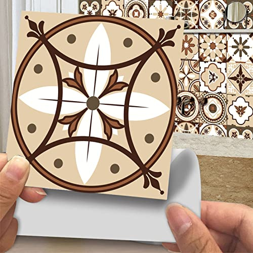 Azulejos Adhesivos 20X20 Marrón Vinilos Cocina Azulejos Vinilos Para Baños Losetas Vinilo para Paredes Suelo Vinilo Autoadhesivo para Cocina(20p)