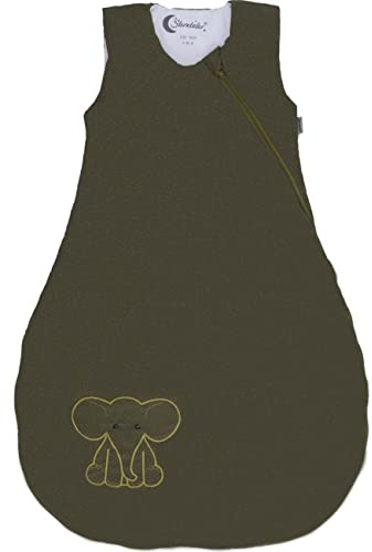 Sterntaler Baby Unisex Schlafsack Baby Funktionsschlafsack 90cm Elefant Eddy - Schlupfsack Baby, Pucksack Baby - dunkelgrün, 90cm