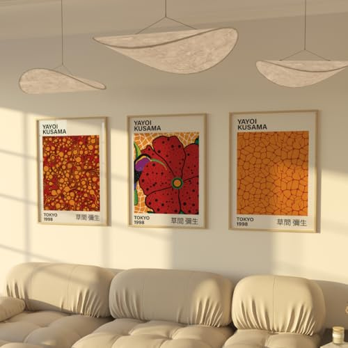 ZoeyAustin® Affischset med 3 st dubbelsidiga konsttryck, DIN A3 (30 x 42 cm), snygg väggaffisch, 6 väggmålningar, dubbelsidiga bilder (Kusama 2, utan ram – DIN A3)