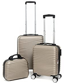 Lot de 2 Valises Extensibles rigides + 30% de Volume + Vanity - Lys Paris (Rose Gold)