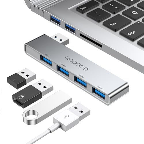Hub USB pour Ordinateur Portable, MOGOOD USB Hub 3.0 USB Splitter Ultra Slim Data Hub USB [Charge Non Pris en Charge] Station Adaptateur de Port Multi Type A pour Ordinateur Portable, PC Window
