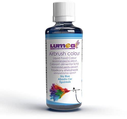 Dekozauber24 Premium Airbrush Lebensmittelfarbe, 90 ml, 19 Farben, essbar, flüssig, starke Deckkraft, Tortendeko Fondant Marzipan (Skyblue)