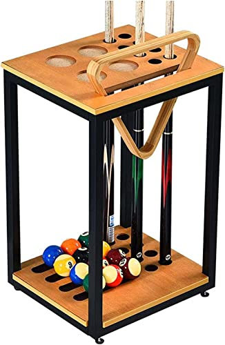 BAZAC Billard-Queue-Ständer, nur für 8 Queues, Kugel-Queue-Ständer, Eisen-Stangenrahmen + Massivholzplatte