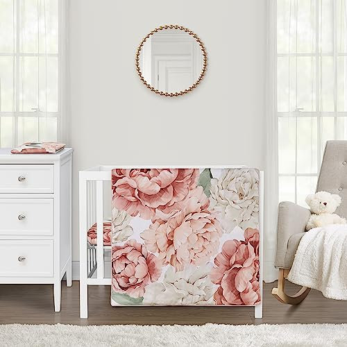 Sweet Jojo Designs Mini-Bettwäsche-Set für Babybett, Boho, Shabby-Chic-Stil, Blumenmuster, Babybett, Babybett, Babydecke, tragbar, 3-teilig, cremefarben, elfenbeinfarben, Bohemian-Stil,