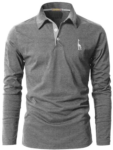 LIUPMWE Mens Polo Long Sleeve Shirt Cotton Golf Giraffe Tennis T-Shirt Tops