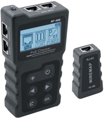 Mcbazel Netzwerk RJ45 Tester mit LCD Display, Netzwerk Kabeltester mit POE-Funktion
