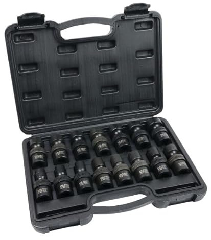 US PRO Industrial 15PC 1/2 dr 6pt Swivel Impact Shallow Wobble Socket Set 7565