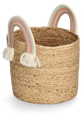 Zeller 14482 Aufbewahrungskorb Rainbow, Seegras/Baumwolle, ca. Ø 30 x 30 cm