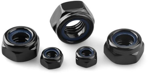 ORTAVA M6 Edelstahl Muttern - Sechskantmuttern DIN 985, 30 Stück Sicherungsmuttern A2 V2A, Selbstsichernde Stoppmuttern, Kontermuttern Set (Schwarz)