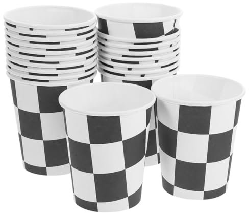 UPKOCH Paper Checkered Cups 250ml 30pcs Disposable Beverage Cups