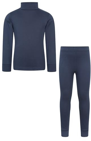 Mountain Warehouse Meribel Kids Thermal Top & Pants Set - 100% Cotton, Lightweight & Breathable, Boys & Girls - Autumn Winter, Outdoors, Travelling & Hiking Navy Kids Size 11-12 Years