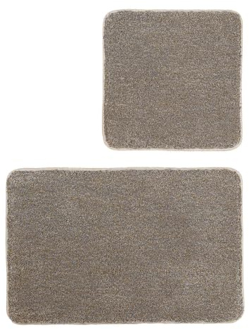 Kleine Wolke Badteppich-Set Relax Taupe 2-teilig 50x50cm und 55x85cm | OEKO-TEX zertifiziert, rutschhemmende Unterseite, für Fußbodenheizung, maschinenwaschbar, 100% Polyacryl