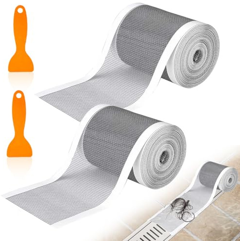 2 Stück Abfluss Haarfänger Einweg 10 cmx10 m Duschabfluss Mesh Aufkleber, Abflusssieb Dusche, Haarfänger Dusche, Haarsieb Dusche Filter Spülsieb Aufkleber, Duschrinne Abflussfilter für Duschen Küchen