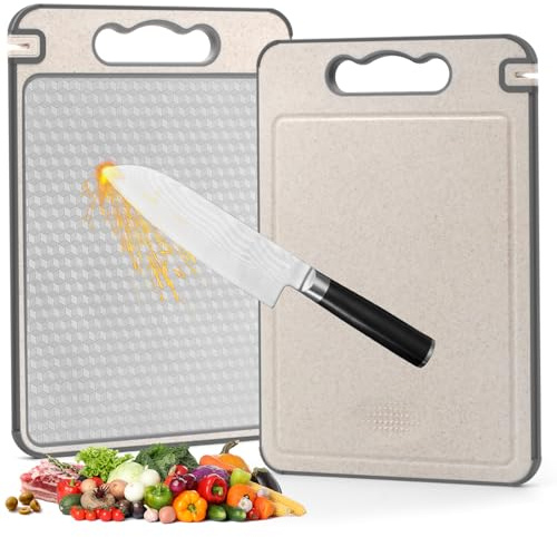 JINYJIA Tabla de Cortar Doble Cara, Acero Inoxidable, Tabla de Cortar de Doble Cara para la Cocina, Antideslizante, Sin BPA, para cocina, Carne, Frutas, Verduras