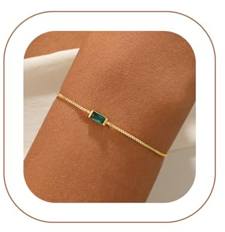 VIROMY Januar–Dezember Geburtsstein Armbänder Gold für Damen | 14 Karat Vergoldet Zarte Boxkette Armbänder,Geburtstagsgeschenke für ihre Mutter Frau Freundin Jahrestag