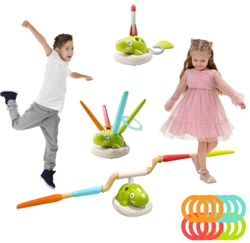 YATOSEEN 3 in 1 Toy for Kids, Musical Jump Rope Machine, Toss Ring Game and Stomping Launch Rocket Launcher with Remote Control Indoor Outdoor Toys for Kids Ages 3+ Birthday Gifts