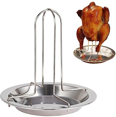 Rôtissoire verticale pour poulet - Support de rôtissage pliable en acier inoxydable pour rôtir le poulet au four (couleur : argenté)