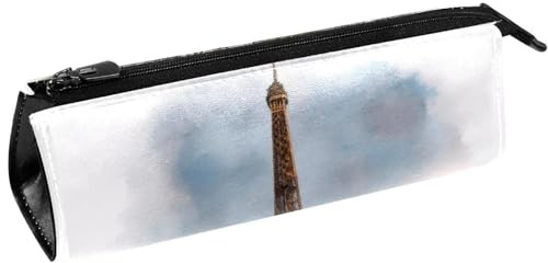 VAPOKF Aquarelle Paris Tour Eiffer Trousse à crayons Trousse à crayons Pochette cosmétique Sac compact à fermeture éclair