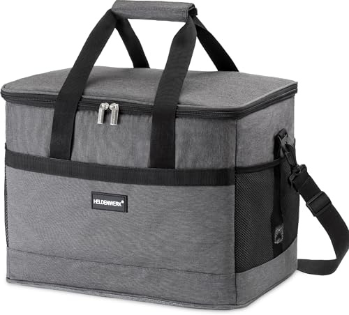 HELDENWERK Kühltasche groß 33L faltbar – Kühlbox bis zu 12h Kühlleistung auslaufsicher & wasserdicht – Thermotasche, Picknicktasche, Lunchtasche, Isoliertasche mit 7 Fächern – verstärkter Boden