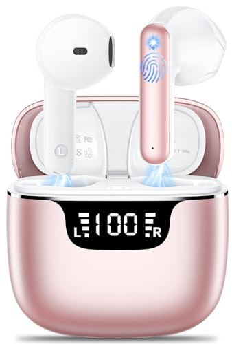 kauguo Ecouteurs Bluetooth sans Fil, Oreillette Bluetooth 5.4 avec 4 ENC Réduction Antibruit Or Rose