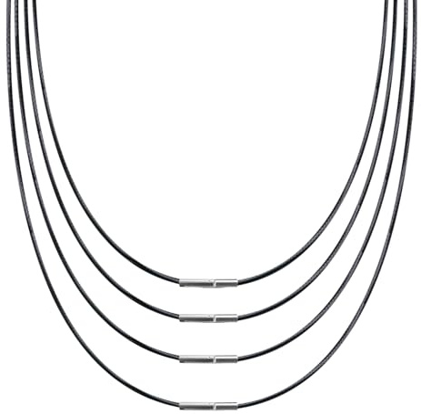 4-pack Läderhalsband 1,5 mm, Svart Konstläder med Rostfritt Stålspänne, DIY Läderkedja för Hängen, Smyckestillbehör för Män och Kvinnor (40-55 cm)