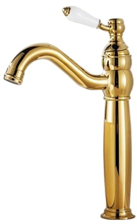 TYMYW Rubinetto Alto per Lavabo da Appoggio Girevole A 360° Rubinetto Bagno Miscelatore con Leva in Ceramica Foro Singolo Ottone