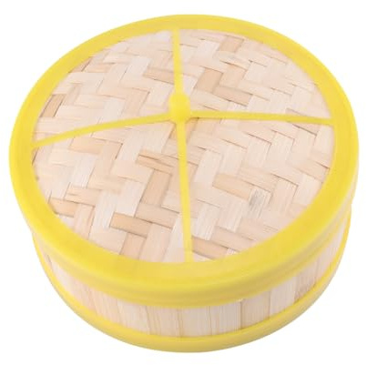 NUOBESTY 7.87 Inch Single Tier Bamboo Steamer Basket with Lid for Cooking Dim Sum Dumplings Buns Vegetables Rice Traditional Steam Basket