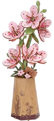 ROBOTIME Sakura 3D träpussel, konstgjorda blommor modellkit för vuxna att bygga, kreativ heminredning, tillbehör vardagsrum, gåvor för kvinnor på alla hjärtans dag