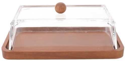 OUNONA Mantequera de vidrio con tapa que mantiene la mantequilla y suave para encimera, estante del refrigerador, mesa de comedor, bandeja para untar cubierta con tapa para el hogar, cocina, buffet, 8