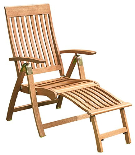 gartenmoebel-einkauf Klappsessel COMODORO mit ausziehbarem Fussteil, Eukalyptus Holz braun geölt, klappbar, FSC®-Zertifiziert, Outdoor