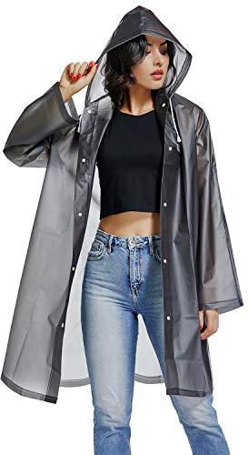 UNIQUEBELLA Women's Eva Travel Raincoat Rain Jacket (XL, Black New)