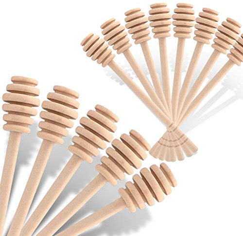 12 Pack Mini Wooden Honey Dipper Sticks, Honey Dippers 6 inch with Individually Wrapped Server for Honey Dispense Drizzle Honey and Wedding Party Favors