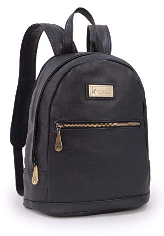 Catwalk Collection Handbags - Damen Leder Rucksackhandtasche - Anti Diebstahl Rucksack Groß - Backpack - Passend für Notizbuch A4 - Fern - Schwarz