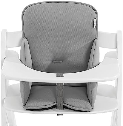 hauck Alpha Cosy, Stretch Grey - Hochstuhl Sitzverkleinerer Kissen für Babys ab 6 Monaten - Kompatibel mit Arketa, Beta+, Alpha+ Holzhochstuhl - mit Stabilisierten Seiten - Handwäsche