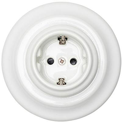 Germany Schuko Base presa in porcellana con terra, scatola da incasso 16 A, 240 V, colore: bianco