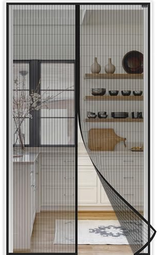 jarolift Easy Fliegengitter Tür Insektenschutztür Magnetvorhang für Türen, Ohne Bohren, Balkontür, Einfaches Durchgehen, Schwarz, 110 x 220 cm