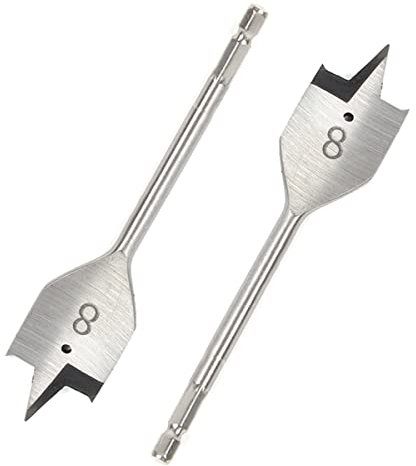 SagaSave - Broca plana de acero al carbono de alta velocidad de 8 mm para carpintería, madera blanda y dura, yeso, pinzas de pinza, caja de espuma - 1 pieza - Plateado