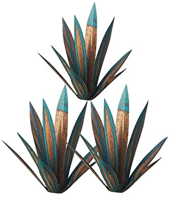TGRTY Pianta Rustica della Decorazione dell'agave del Metallo di DIY, pianta dell'agave del Ferro battuto, Ornamenti Domestici del Prato della Scultura del Cortile del Giardino 3 Set