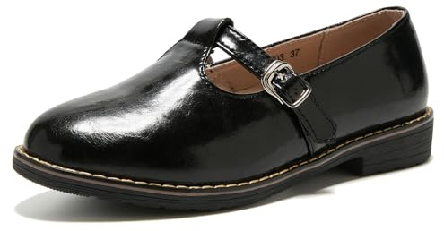 TRULAND Damen Leder Slipper – Elegant Loafer mit Quaste Business Schuhe Damen (CN 39/EU 38,Schwarz Mary Jane)