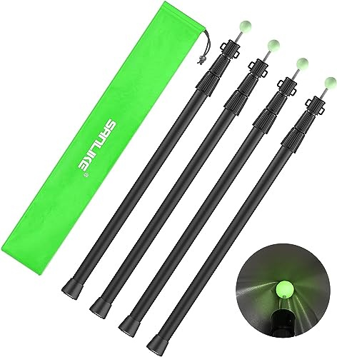 SAN LIKE Poteaux de Tente de Remplacement, Tige de Tente Telescopique Camping 2.45 m, Perche Télescopique pour Tente de Camping, 4 pièces Arceaux de Tente Pliable en Aluminium, Tent Poles (Noir)