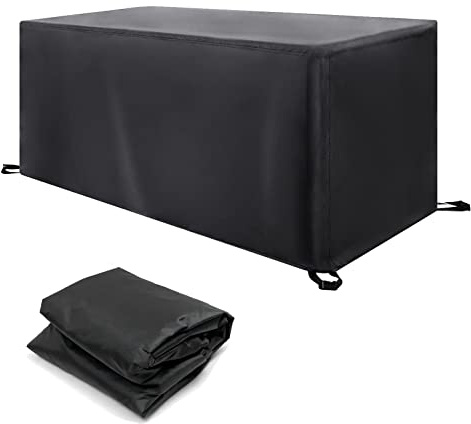 KADING Garden Furniture Covers Waterproof, Windproof, Anti-UV, 190x80x85cm/LxWxH 420D Black Oxford Fabric Tear Resistant Patio Furniture Cover for Outside Rectangle/Rectangular Table and Chair Set