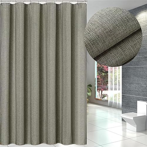 Lifup Duschvorhang aus Stoff, Badvorhang Anti-schimmel und Waschbar, Wasserdicht Badewanne Vorhang Schwerer mit Duschvorhangringe für Badezimmer, Badewanne Grau 180 x 220 cm