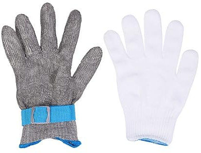 Veemoon Guantes Resistentes a Cortes de Acero Inoxidable Blanco 1pieza