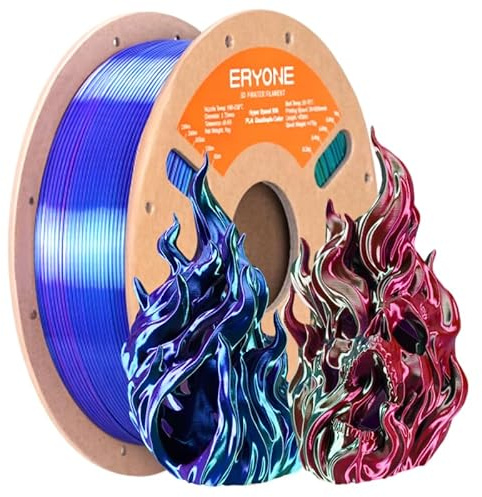 ERYONE HS Seide Vierfarbiges PLA-Filament für 3D-Drucker, 1,75 mm +/-0,03mm, Hyper Speed Coextrusion Filament PLA Shiny 1kg, Evil Pool (Lila & Rot & Grün & Blau)
