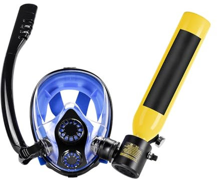 XGXHIN Ensemble Mini Bouteille de plongée de 0,5 L et Masque de plongée intégral avec Pompe, offrant Environ 5 à 10 Minutes de Respiration sous-Marine, pour la plongée en Eau Peu Profonde