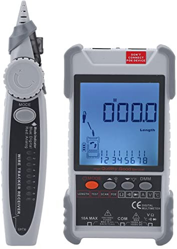 Kit di Tester per Cavi di Rete, Finder di Digitale 500m Professionale con Avviso e Multimetro di Vibrazione, Luce a LED, per Tracciamento del Cavo Ethernet, Test del Filo LAN,