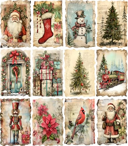 Vintage Christmas Rice Paper, 20 x 26.5cm (6 Sheets) – 6X Decoupage Papers for Collage, Mixed Media, Card Making & Crafts, Decoupage by CRAFT KREATIVELY