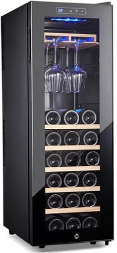 PP-Vic Cave À Vin Avec Contrôle De Température Réglable, Mini-Réfrigérateur Avec Écran Tactile Numérique, Stockage Divisé, Réfrigérateur À Vin Autonome Pouvant Contenir Jusqu'à 21 Bouteilles