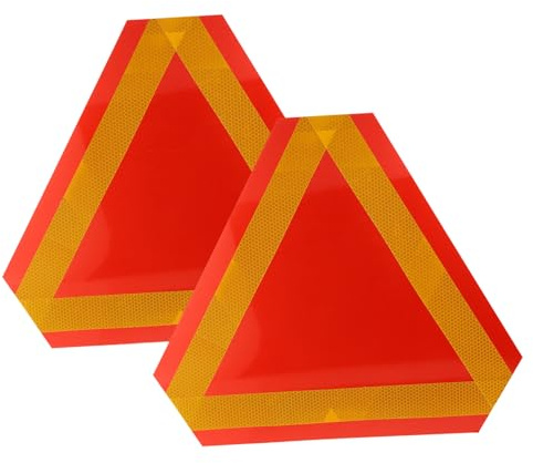 UKCOCO 2 pièces Panneaux Réflecteurs Voiture Aluminium Résistant Triangle Signalisation Véhicule Lent Sécurité Extérieur