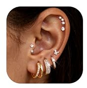 Chriscoco 7 Paires Boucles d'Oreilles Femme Acier Inoxydable 316L Creoles Femme 14K Or Plaqué Petites Boucles d'Oreilles Argent Hypoallergéniques Piercing Oreille Piercing Cartilage Tragus Helix